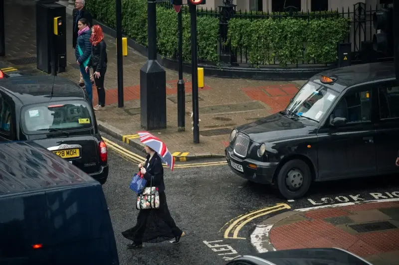 City of London, London, England, United Kingdom — Rainy day at London City