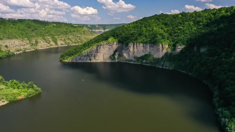 Khmelnytskyi Oblast, Ukraine — Bakota on the Dniester River — photo captured with DJI Mavic 2 Pro, Hasselblad L1D-20c 28.0 mm f/2.8