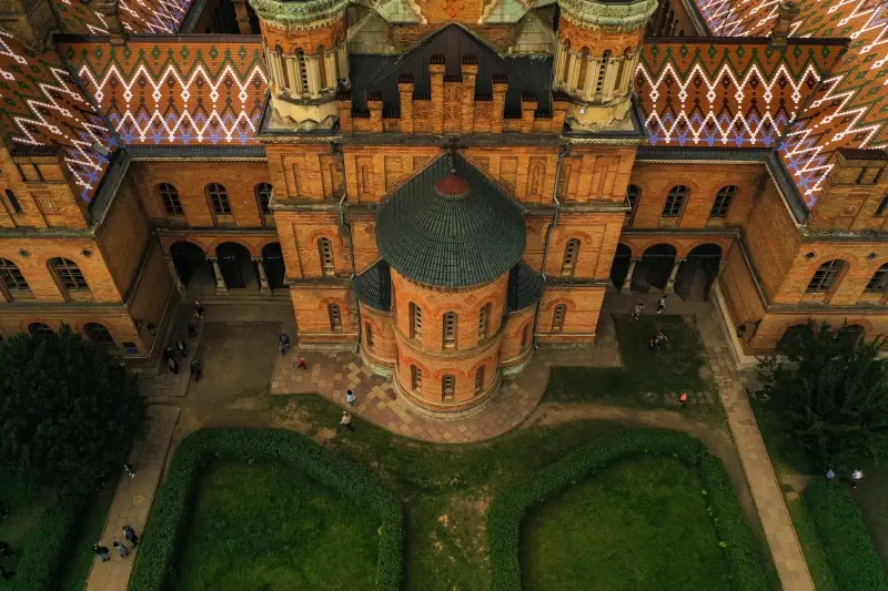 Chernivtsi, Chernivtsi Oblast, Ukraine — Chernivtsi University - a masterpiece of Habsburg architecture — photo captured with DJI Mavic 2 Pro, Hasselblad L1D-20c 28.0 mm f/2.8