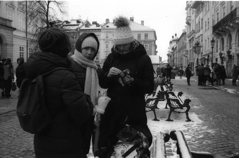 Plosha Rynok, Lviv, Lviv Oblast, Ukraine — Winter in Lviv — photo captured with LS-4000